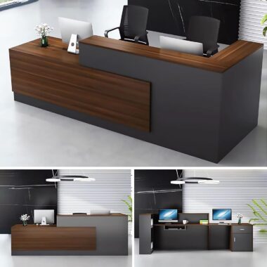 Modern Wooden Reception Desk with Elevated Counter-RC-0005