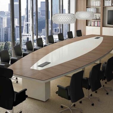 Modern Conference Table – Large Oval Meeting Table with Wood & Gloss Finish